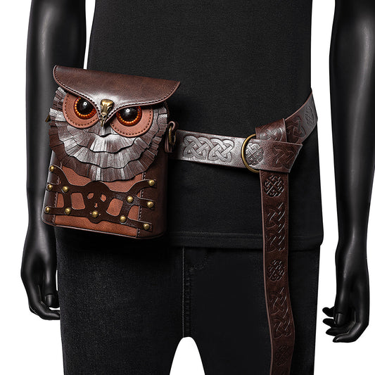 Brown Owl Bag - Steampunk PU Leather Crossbody Bag
