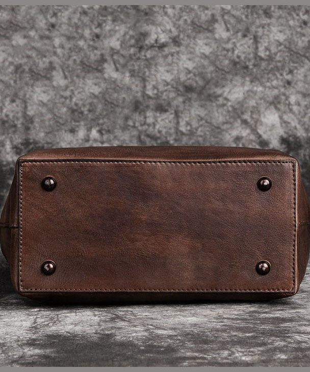 Stylish Brown Oriental Calf Leather Satchel Handbag