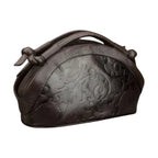 Vintage Coffee Embossing Calf Leather Women's Tote Handbag