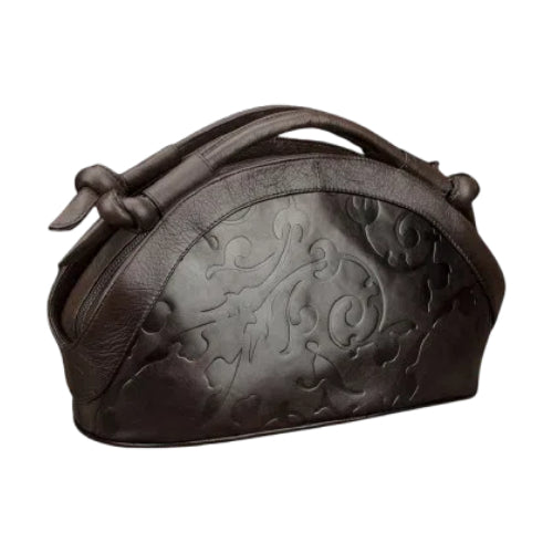 Vintage Kaffee Prägung Kalbsleder Damen Tote Handtasche 