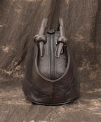 Vintage Coffee Embossing Calf Leather Women's Tote Handbag