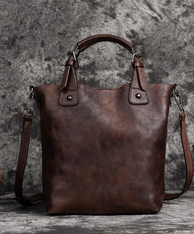 Stylish Brown Oriental Calf Leather Satchel Handbag