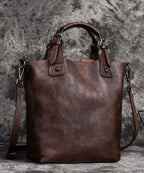 Stylish Brown Oriental Calf Leather Satchel Handbag