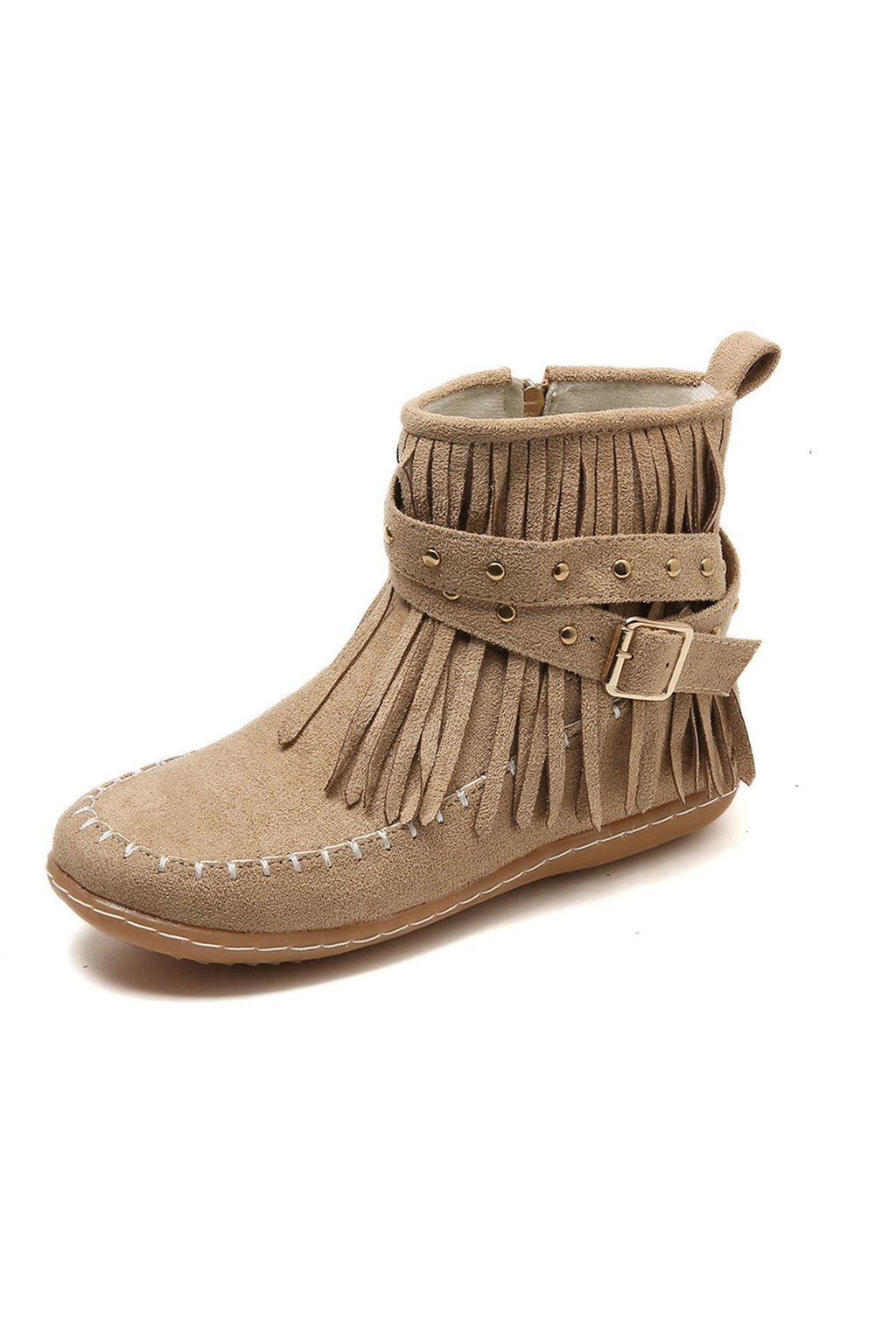 Tassel Rivet Buckle Ankle Boots