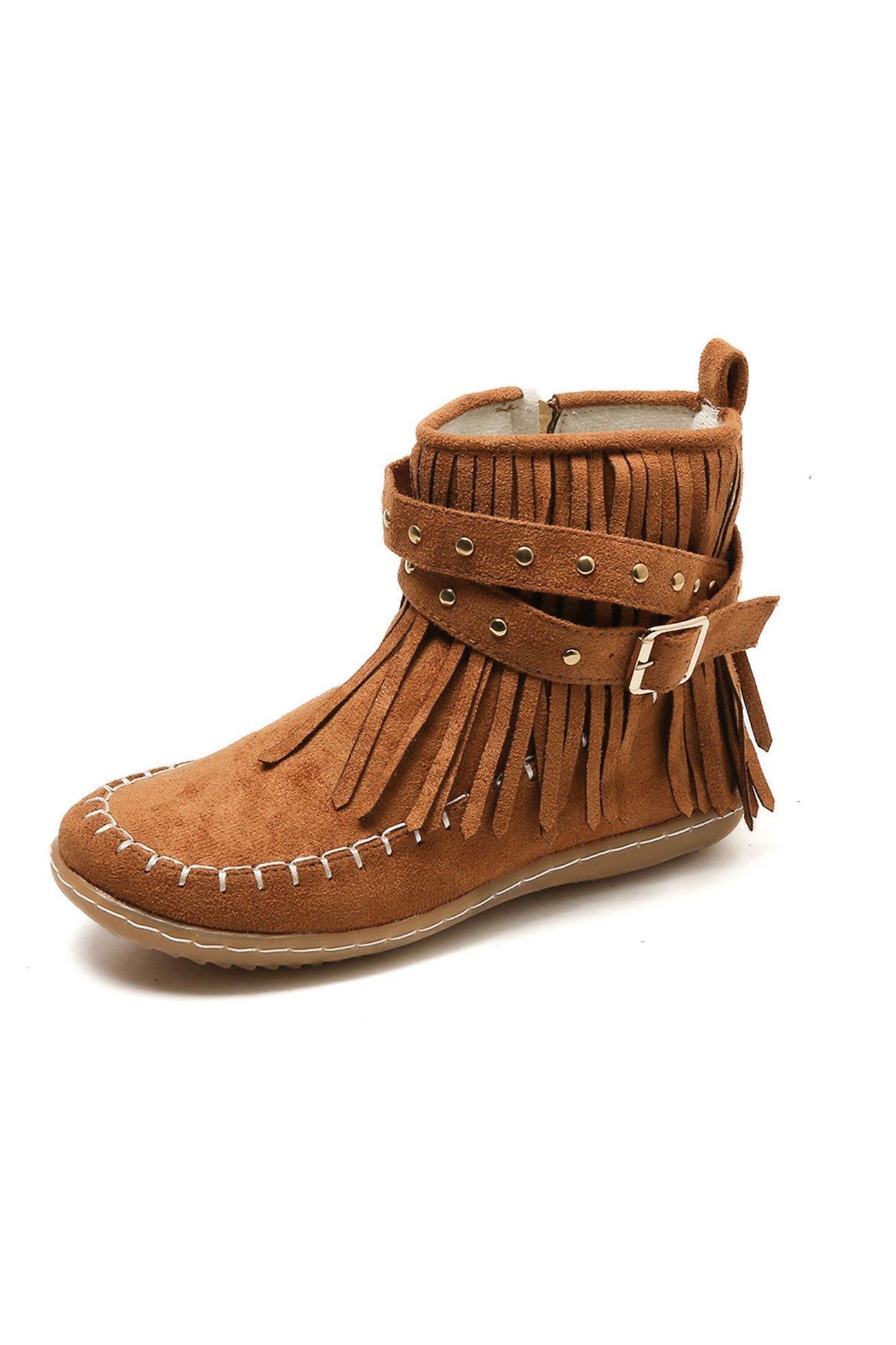 Tassel Rivet Buckle Ankle Boots