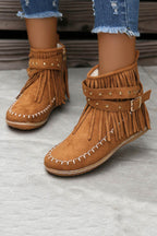 Tassel Rivet Buckle Ankle Boots