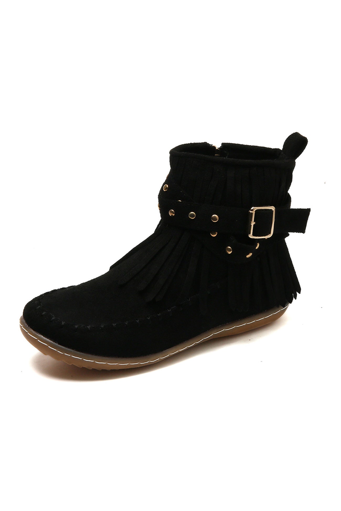 Tassel Rivet Buckle Ankle Boots