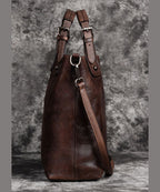 Stylish Brown Oriental Calf Leather Satchel Handbag