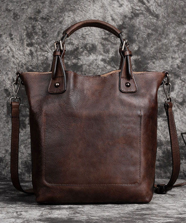 Stylish Brown Oriental Calf Leather Satchel Handbag